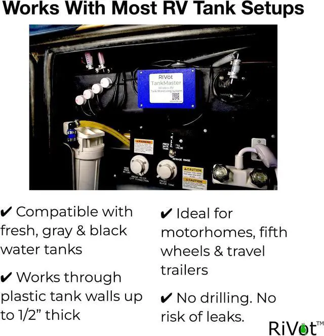 Alt view image 6 of 7 - TankMaster RV Tank Monitor Contactless External Tank Level Sensors with Bluetooth & WiFi Fresh, Gray & Black Tanks No Drill Install for Travel Trailers & Motorhomes iOS & Android