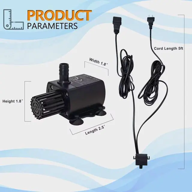 Alt view image 6 of 6 - Automatic Small Sump Pump With Water Level Sensor,13 FT Drain Height With 4 Level Flow Control,Mini Submersible Water Condensate Pump For Dehumidifier,Ice Maker,Tank Auto Shut Off