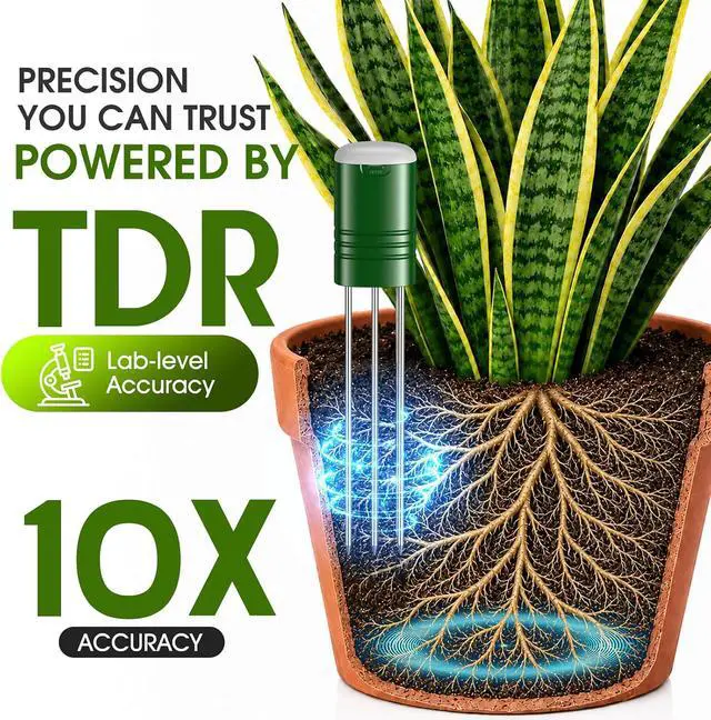 Alt view image 5 of 7 - Soil Moisture Meter for Plants,4-in-1 Wireless Soil Tester,Soil Thermometer/Moisture/Sunlight Time,Large Screen,Indoor/Outdoor Plant Water Meter,Garden Soil Test Kit for Lawn,Farm,Houseplants