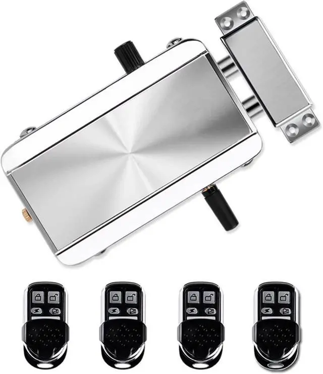 Main image of Electronic Door Lock, Zinc Alloy Anti-Theft Remote Door Lock with 4 Remote Controls, Keyless Entry Smart Remote Control Lock for Home Office Garage, Remote Unlock