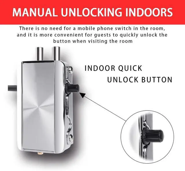 Alt view image 3 of 7 - Electronic Door Lock, Zinc Alloy Anti-Theft Remote Door Lock with 4 Remote Controls, Keyless Entry Smart Remote Control Lock for Home Office Garage, Remote Unlock