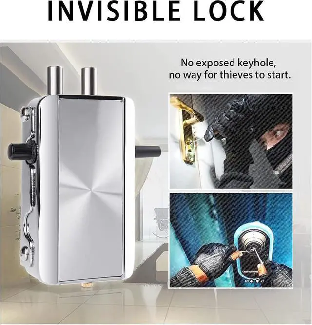Alt view image 7 of 7 - Electronic Door Lock, Zinc Alloy Anti-Theft Remote Door Lock with 4 Remote Controls, Keyless Entry Smart Remote Control Lock for Home Office Garage, Remote Unlock