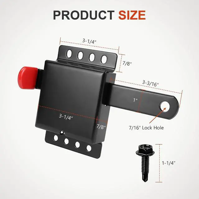 Alt view image 2 of 7 - Heavy Duty Max Garage Door Side Lock Inside Deadlock for Most Garage Door Iron Galvanizing -4 Pack, Black