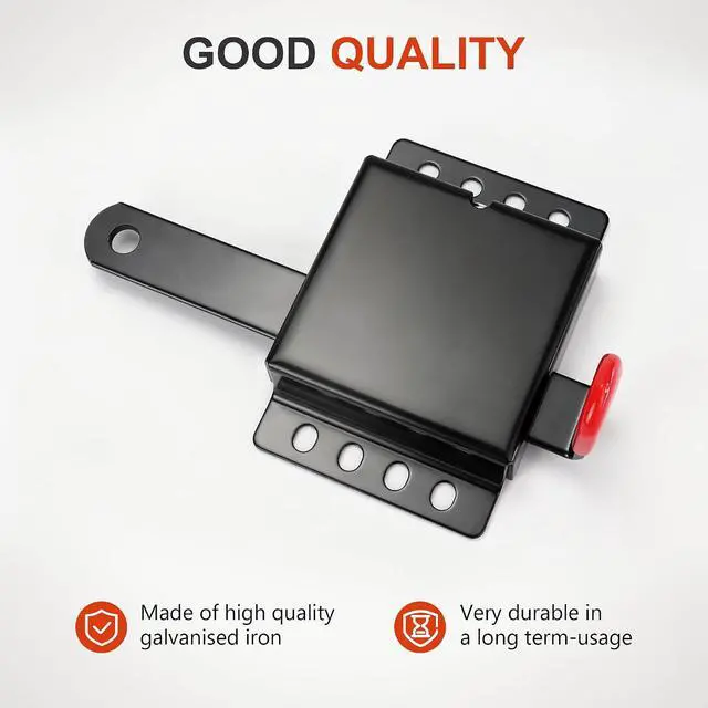 Alt view image 3 of 7 - Heavy Duty Max Garage Door Side Lock Inside Deadlock for Most Garage Door Iron Galvanizing -4 Pack, Black