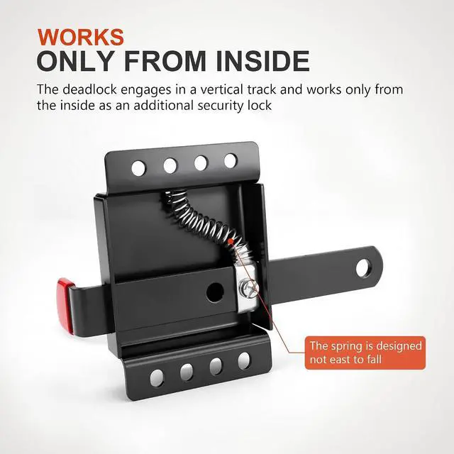Alt view image 5 of 7 - Heavy Duty Max Garage Door Side Lock Inside Deadlock for Most Garage Door Iron Galvanizing -4 Pack, Black