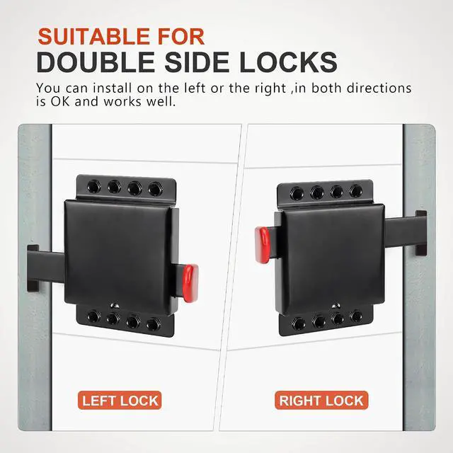 Alt view image 6 of 7 - Heavy Duty Max Garage Door Side Lock Inside Deadlock for Most Garage Door Iron Galvanizing -4 Pack, Black