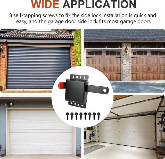 Alt view image 7 of 7 - Heavy Duty Max Garage Door Side Lock Inside Deadlock for Most Garage Door Iron Galvanizing -4 Pack, Black