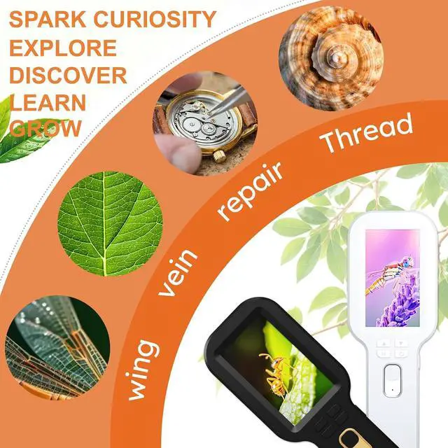 Alt view image 7 of 7 - Kids Microscope Camera 500X Autofocus Magnifier STEM Gift Toy for Ages 4-12 Handheld Digital Magnifying Glass Camera with 3.0" HD Screen and Photo/Video Record,Portable Edu Science Kits for Children