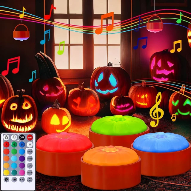 Main image of Rechargeable Halloween Pumpkin Lights with Remote and Timer