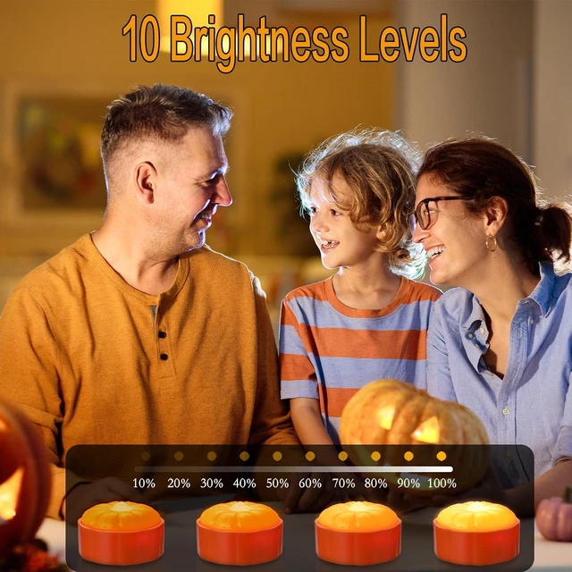 Alt view image 4 of 7 - Rechargeable Halloween Pumpkin Lights with Remote and Timer