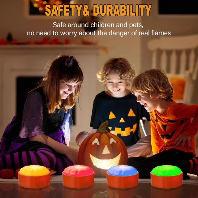 Alt view image 7 of 7 - Rechargeable Halloween Pumpkin Lights with Remote and Timer