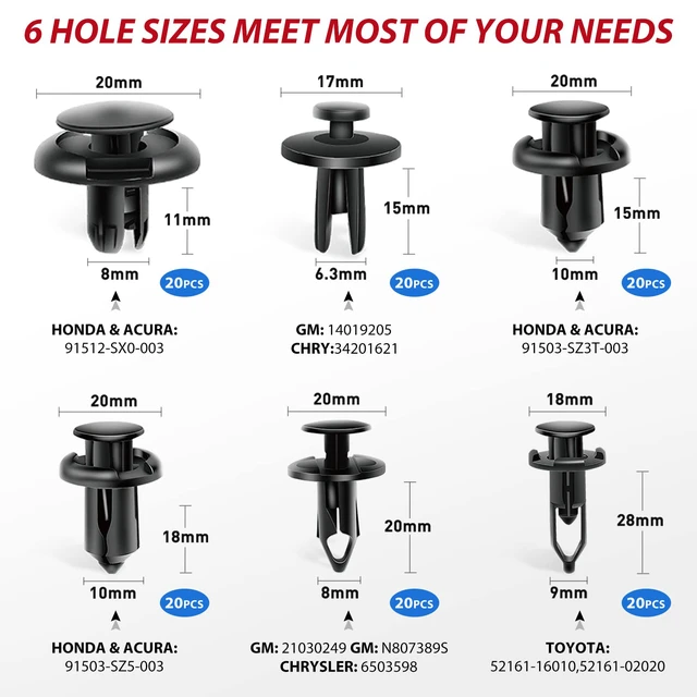 Alt view image 5 of 7 - 200Pcs Trim Removal Tool, Auto Push Pin Bumper Retainer Clip Set