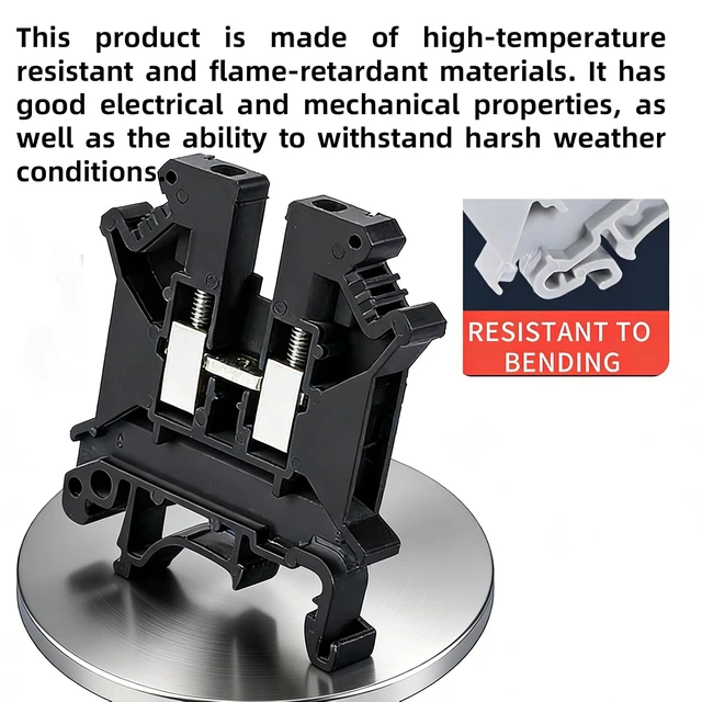 Alt view image 3 of 5 - 100PCS Black UK5N Terminal Block DIN Rail Terminal Blocks - Application for 24-10AWG 800V Electrical Cabinets Distribution Box,Solar Power System,PLC Industrial Control Automation Panel DIY CNC RV