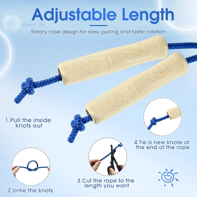 Alt view image 4 of 7 - 8.53 FT Jump Ropes for Kids Adults Adjustable Cotton Skipping Rope with Wooden Handle for End of The School Training Multiplayer Double Dutch Jump Rope Exercise Outdoor Fun School Sport Gift