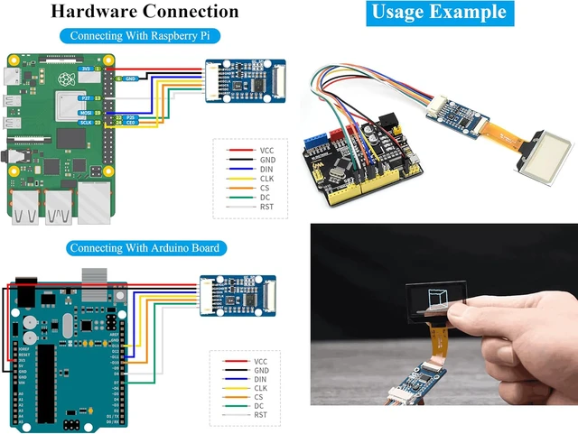 Alt view image 6 of 7 - 1.51inch Transparent OLED Compatible with Raspberry Pi 5/4B/3B+/3B/A+/Pi Zero W/Pi Zero 2W, 128 x 64 Resolution, SPI/I2C Interfaces, Embedded Independent Driver Chip, Light Blue Color Display