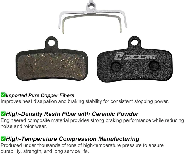 Alt view image 2 of 5 - Zoom 4-Piston Disc Brake Pads for Zoom HB876 & HB876E, Semi-Metallic Replacement Pads Compatible with Shimano BR-M8120 M7120 M6120 M8020 MT520 MT420, for MTB & eBike
