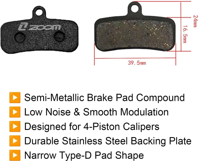 Alt view image 3 of 5 - Zoom 4-Piston Disc Brake Pads for Zoom HB876 & HB876E, Semi-Metallic Replacement Pads Compatible with Shimano BR-M8120 M7120 M6120 M8020 MT520 MT420, for MTB & eBike