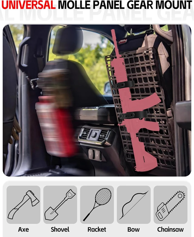 Alt view image 4 of 7 - 2-Pack Automotive Gun Rack for Tactical Rigid MOLLE Panels Hold Shovel Tool