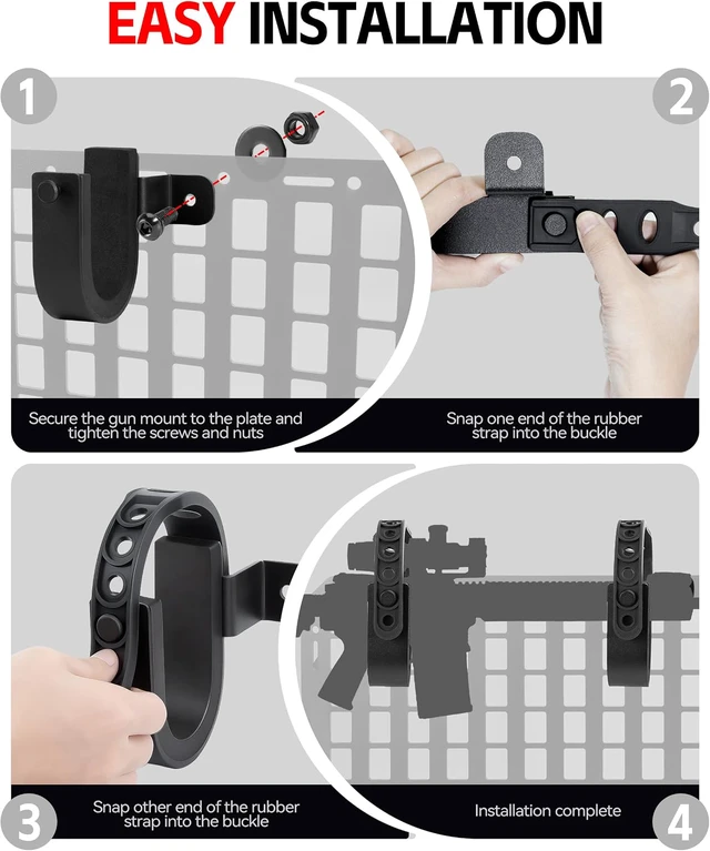 Alt view image 6 of 7 - 2-Pack Automotive Gun Rack for Tactical Rigid MOLLE Panels Hold Shovel Tool