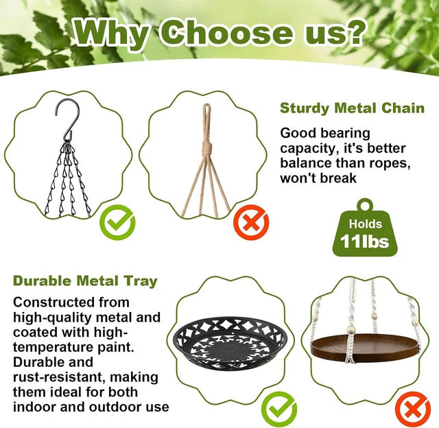 Alt view image 3 of 7 - 4 Pack Plant Hanger, 12" Metal Hanging Planter for Indoor Plants