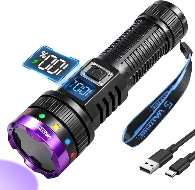 Main image of 365nm UV Light Rechargeable, 30W 3LEDs Black Light Powerful UV Flashlight, LCD Display & Filter Lens, Strong Ultraviolet Blacklight for Resin Curing, Pet Urine Detection, Rocks, Scorpion,etc