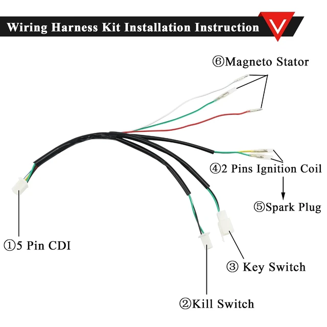 Alt view image 2 of 5 - Lifan Stator Kick Start Electrical Wiring Harness Kit