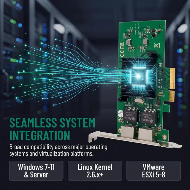 Alt view image 3 of 7 - Dual-Port PCIe X4 Gigabit Network Card 1000M PCI Express Ethernet Adapter with 82576 Two Ports LAN NIC Card for Support PXE SR-IOV for Windows/Windows Server/Linux/Freebsd/DOS with Low Profile