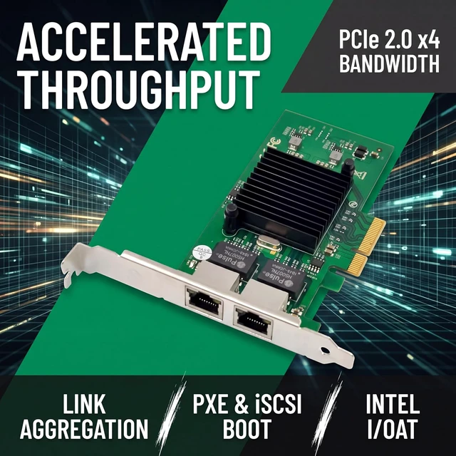 Alt view image 6 of 7 - Dual-Port PCIe X4 Gigabit Network Card 1000M PCI Express Ethernet Adapter with 82576 Two Ports LAN NIC Card for Support PXE SR-IOV for Windows/Windows Server/Linux/Freebsd/DOS with Low Profile