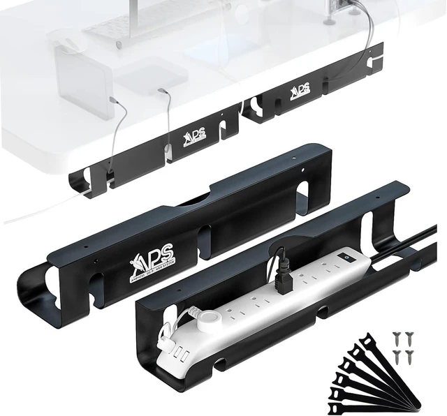 Main image of Under Desk Cable Management Tray, 2-Pack No-Drill 16" Cord Organizer