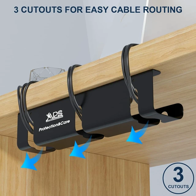 Alt view image 2 of 7 - Under Desk Cable Management Tray, 2-Pack No-Drill 16" Cord Organizer