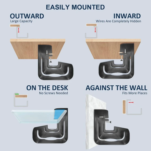 Alt view image 3 of 7 - Under Desk Cable Management Tray, 2-Pack No-Drill 16" Cord Organizer