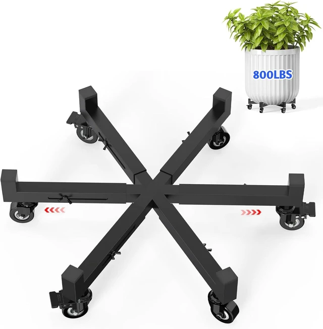 Main image of Plant Caddy With Wheels, Adjustable 16in to 23inch Metal Plant Stand