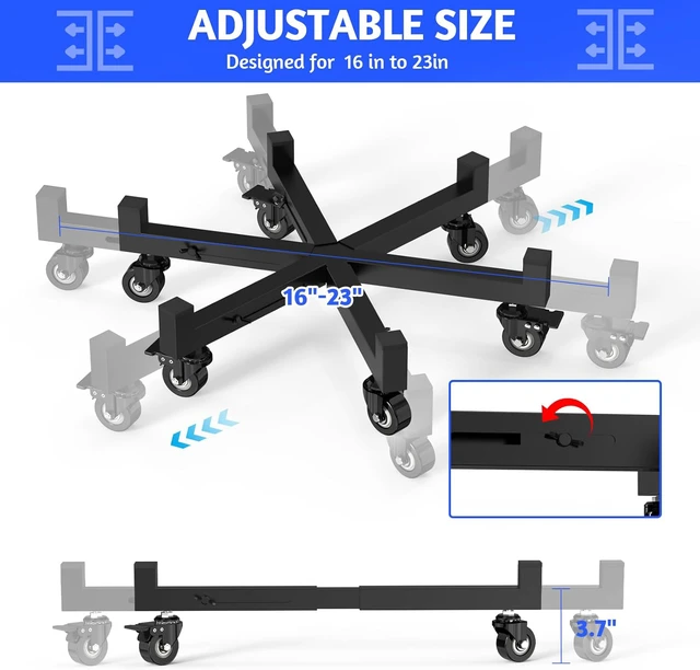 Alt view image 2 of 7 - Plant Caddy With Wheels, Adjustable 16in to 23inch Metal Plant Stand