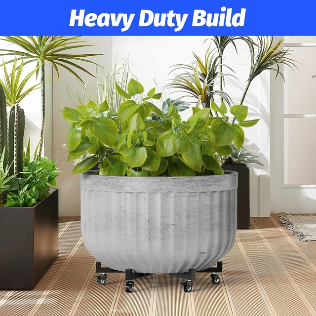 Alt view image 5 of 7 - Plant Caddy With Wheels, Adjustable 16in to 23inch Metal Plant Stand