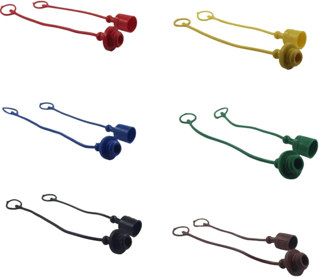 Main image of 6 Sets 1/2Agricultural ISO 5675 JD Sub Compact Tractor Hydraulic Coupler Male Dust Cap And Female Plug Cover Set(Red,Blue,Black,Yellow,Green,Brown)