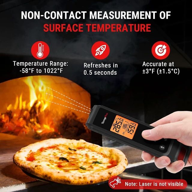 Alt view image 3 of 7 - TempScan 2-in-1 Thermometer Gun with Infrared & Meat Probe, Black