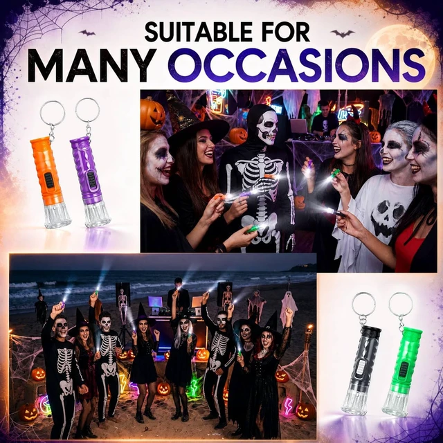 Alt view image 4 of 6 - 100 Pcs Mini Flashlight Keychain Bulk,Orange,Green,Purple,Black