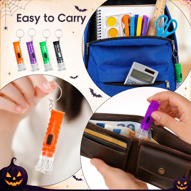 Alt view image 5 of 6 - 100 Pcs Mini Flashlight Keychain Bulk,Orange,Green,Purple,Black