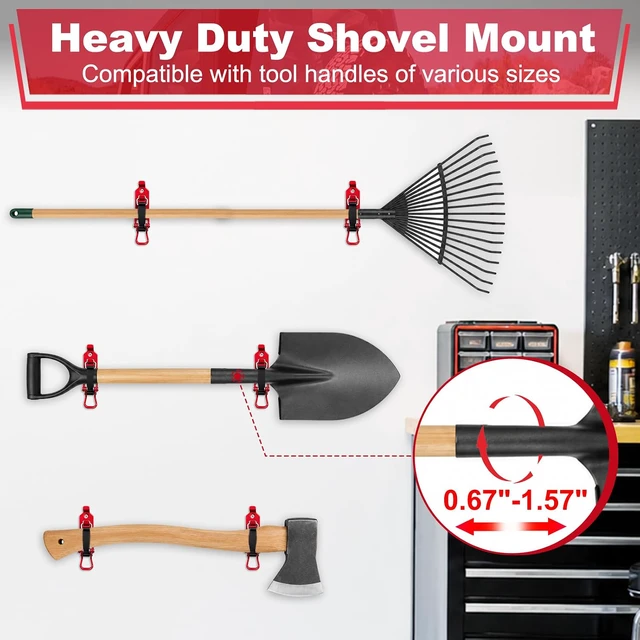 Alt view image 5 of 7 - 6 Pcs Shovel Mount for Truck Roof Rack with Holder Wall Mounting Kit
