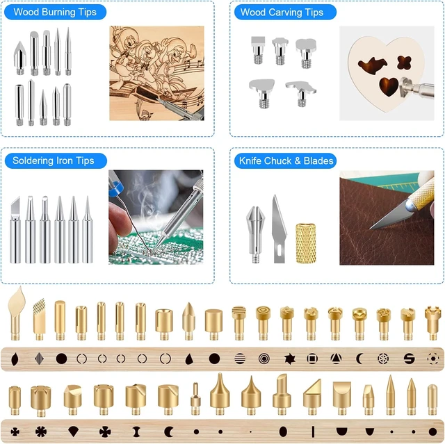 Alt view image 3 of 7 - 116pcs Wood Burning Kit, Adjustable Temperature 220~480 for Beginners