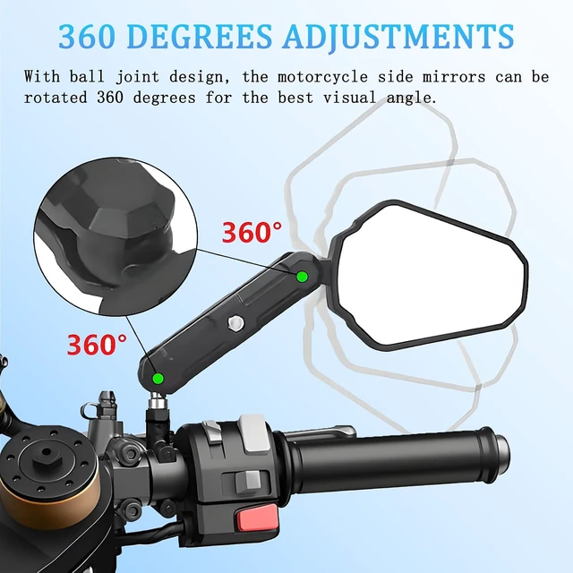 Alt view image 5 of 7 - Adventure Motorcycle Mirrors, Foldable Motorbike Rear View Mirror