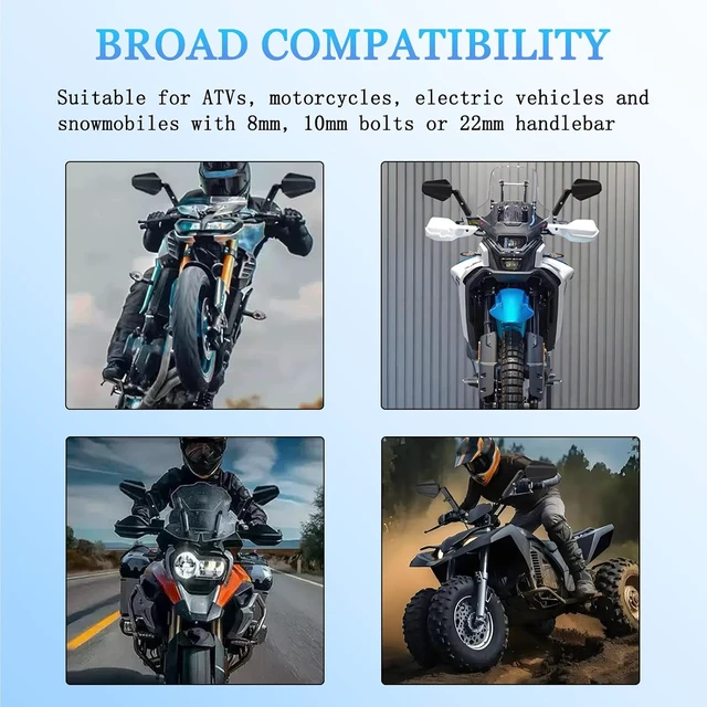 Alt view image 7 of 7 - Adventure Motorcycle Mirrors, Foldable Motorbike Rear View Mirror