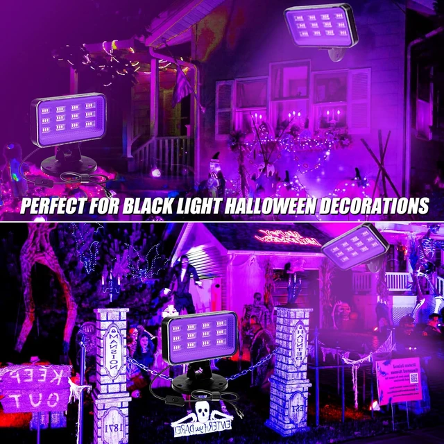 Alt view image 6 of 7 - 30W Black Lights for Glow Party - High Power LED Outdoor Black Light Flood Light Plug in IP66 Waterproof Blacklight Spotlight 395nm Blacklights FloodLight for Glow Party, Halloween (2 Pack)