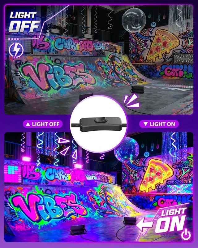 Alt view image 2 of 7 - 50W LED Blacklight, LED Black Flood Light for Glow Party, 4 Pack