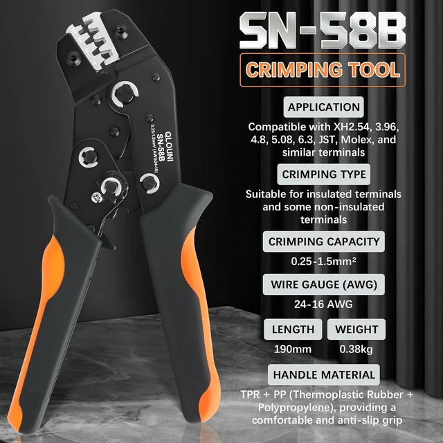 Alt view image 2 of 7 - Dupont Crimping Tool Kit, 2870 PCS 2.54mm Connector Assortment, SN-58B Ratcheting Wire Crimper AWG 2416 (0.251.5mm²), 110 Pin & 2×22×9 Housings, 40-Pin Headers, Jumper Caps & Ribbon Cable