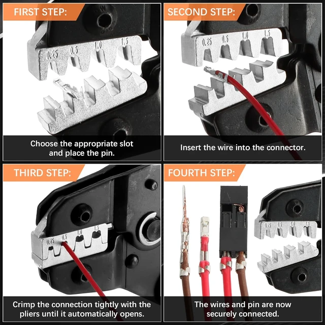 Alt view image 4 of 7 - Dupont Crimping Tool Kit, 2870 PCS 2.54mm Connector Assortment, SN-58B Ratcheting Wire Crimper AWG 2416 (0.251.5mm²), 110 Pin & 2×22×9 Housings, 40-Pin Headers, Jumper Caps & Ribbon Cable