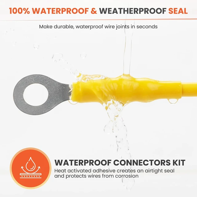 Alt view image 5 of 7 - Solder Stick 150 Pieces Waterproof Ring Terminals Kit, Dual-Wall Heat Shrink Tubing with Copper Barrels, Heat Shrink Wire Connectors for Electrical Wire Connectors, Auto Marine Wiring Connector Kit