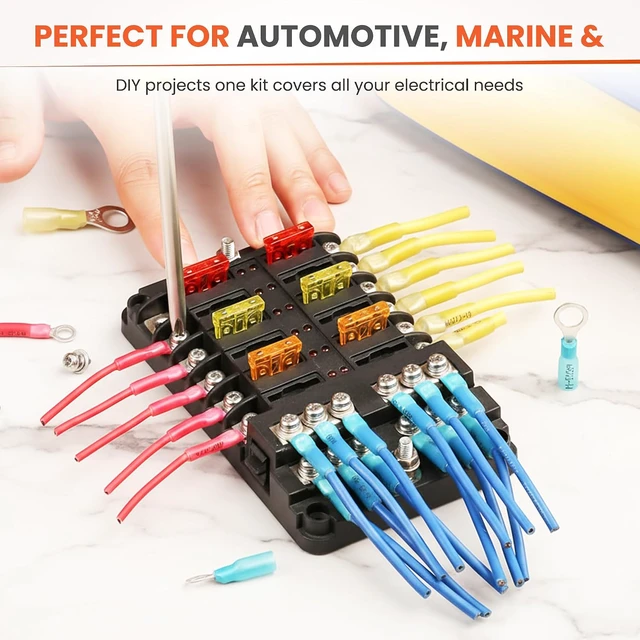 Alt view image 7 of 7 - Solder Stick 150 Pieces Waterproof Ring Terminals Kit, Dual-Wall Heat Shrink Tubing with Copper Barrels, Heat Shrink Wire Connectors for Electrical Wire Connectors, Auto Marine Wiring Connector Kit