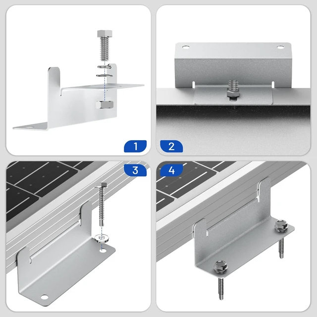 Alt view image 5 of 7 - 16PCS Solar Panel Mounting Brackets, Z Brackets, Lightweight Aluminum Alloy, Corrosion-Free Construction for RVs, Trailers, Vans, Yachts and Off-Grid Roof Installation
