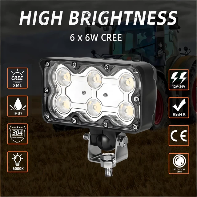 Alt view image 5 of 7 - 5.6 Inch LED Tractor Light, 36W 2800LM High Power Work Light 30° Combo Beam IP67 Waterproof LED Work Light for Tractor, Truck, Agriculture Vehicles, Vans and Heavy-Duty Equipment (1 PCS)